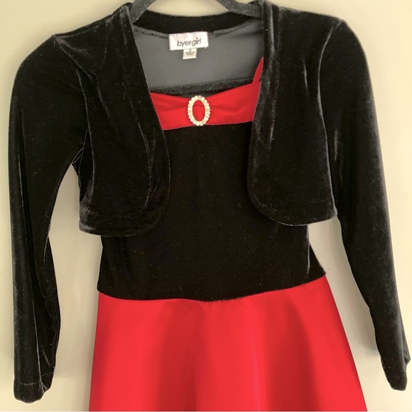 Special Occasion Red & Black velvet Dress sz 8 - Picture 9 of 9